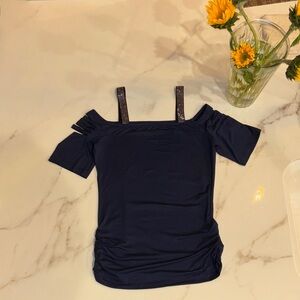 Elegant Navy Off-Shoulder Top